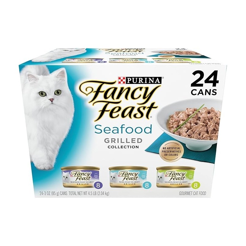 10 PackGrilled Wet Cat Food Seafood Collection in Wet Cat Food Variety Pack - (Pack of 24) 3 oz. Cans