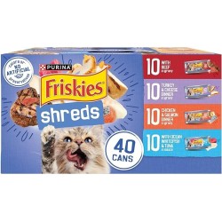 20 PackWet Cat Food Variety Pack, Shreds With Beef, Turkey and Cheese Dinner, Chicken and Salmon Dinner, and With Ocean Whitefish and Tuna