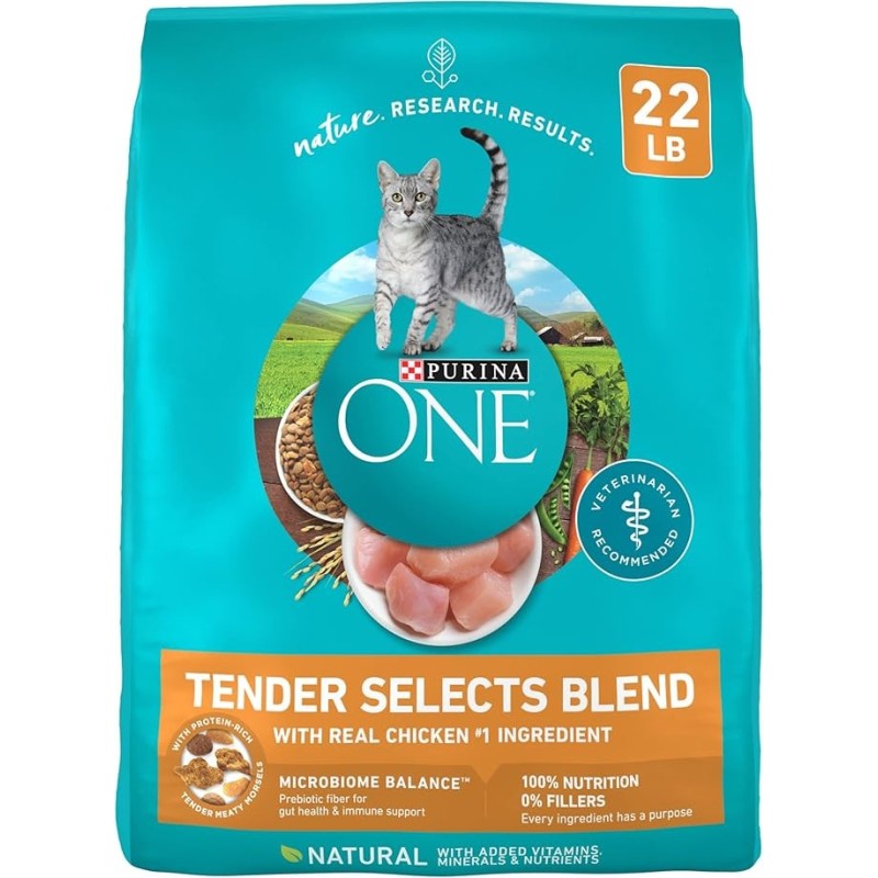 8 PackNatural Dry Cat Food, Tender Selects Blend With Real Chicken - 22 lb. Bag