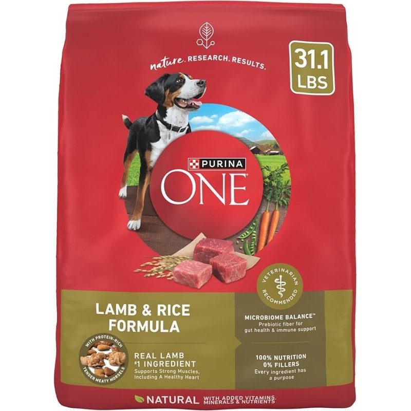 5 Pack Purina ONE Dry Dog Food Lamb and Rice Formula - 31.1 lb. Bag